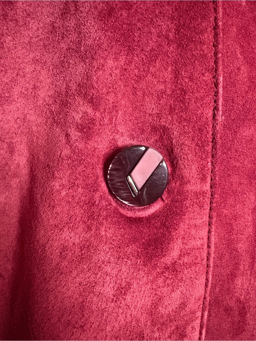 Guillaume Genuine Leather Jacket Red Suede Button Front Oversized Fit - Picture 8 of 8